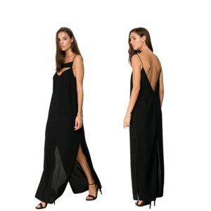 NWT Finders and keepers maxi dress black  slits v neck open back sheer